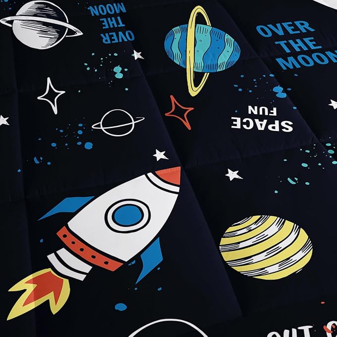 Space Rocket Comforter Set 3D Rocket Printed Bedding Set with 1 Comforter and 2 Pillowcases for Boys and Girls Bedroom All Season(Space-2 Twin) - Image 5