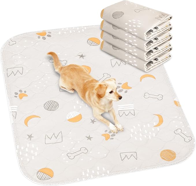 UPSKY Washable Pee Pads for Dogs 4 Pack 18” x 24” Reusable Puppy Pads Waterproof Pet Training Pads, Non-Slip Dog Mats Fast Absorbent Whelping Pads for Playpen, Potty, Crate, Bed by UPSKY