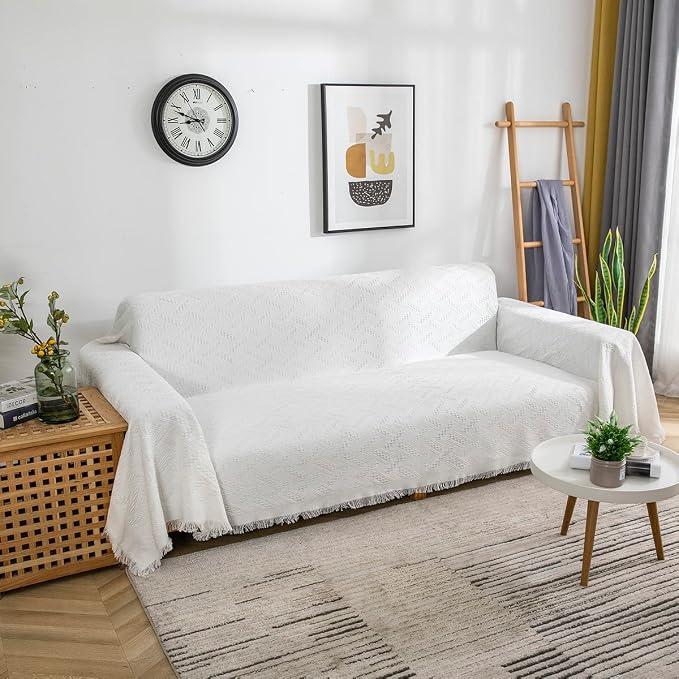 AIVIA Couch Cover Sheet Blanket, Oversized for 3-4 Cushion High Backrest Sofa, Furniture Decoration Slipcovers L Shape U-Shaped Sectional Protector - Image 3