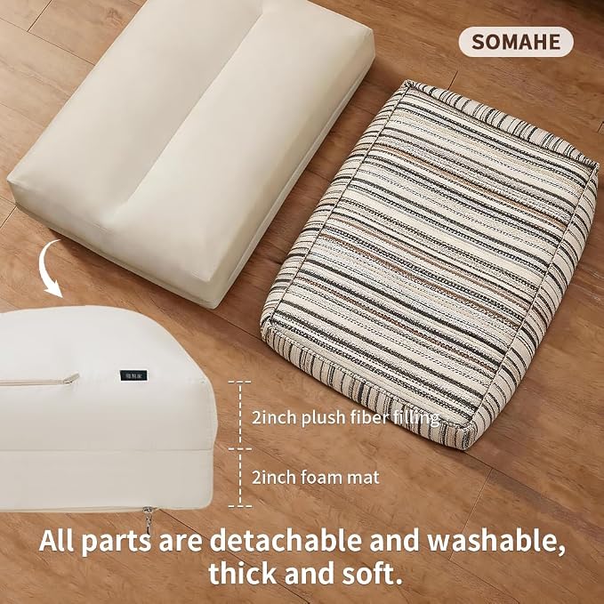 SOMAHE 4 Inch Orthopedic Dog Bed for Crate, 35 x 27 Inch, Orange Chenille | Washable Removable Cover, Waterproof Inner Liner, Non-Slip Bottom, Orthopedic Dog Crate Mattress for Medium & Large Dogs - Image 7
