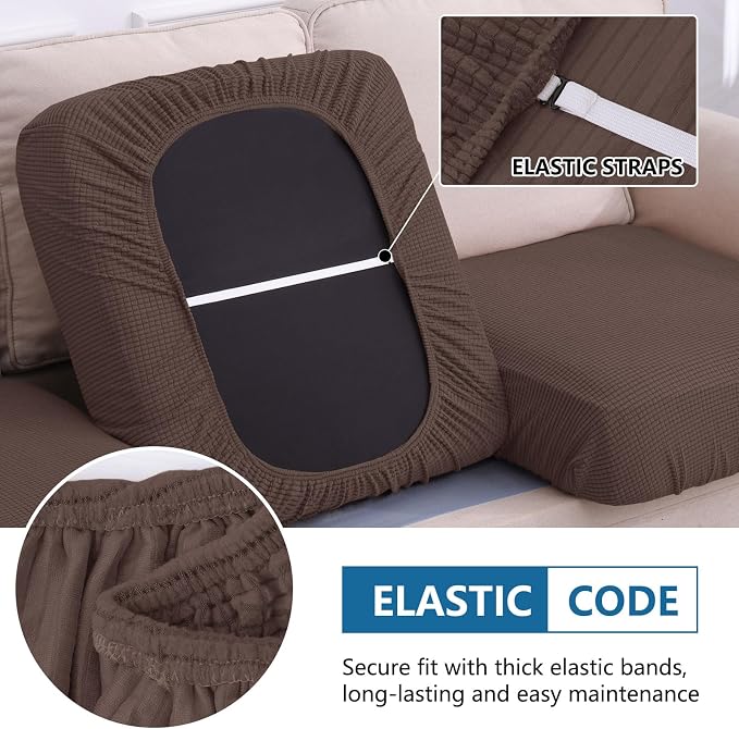 hyha Waterproof Couch Cushion Covers for Pets, Non Slip Sofa Seat Cover | Stretch Jacquard Fabric, Elastic Bottom, Non Slip Fit, Waterproof Protection, Pet Hair Protection (1 Piece for Large) - Image 4