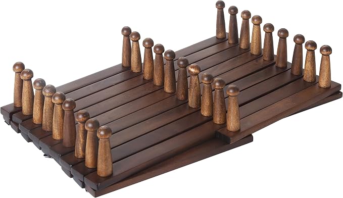 SKOLOO Accordion Wall Hanger with 28 Hooks, Modern Expandable Coat Rack Hat Rack for Wall, Solid Wooden, Walnut Color - Image 7