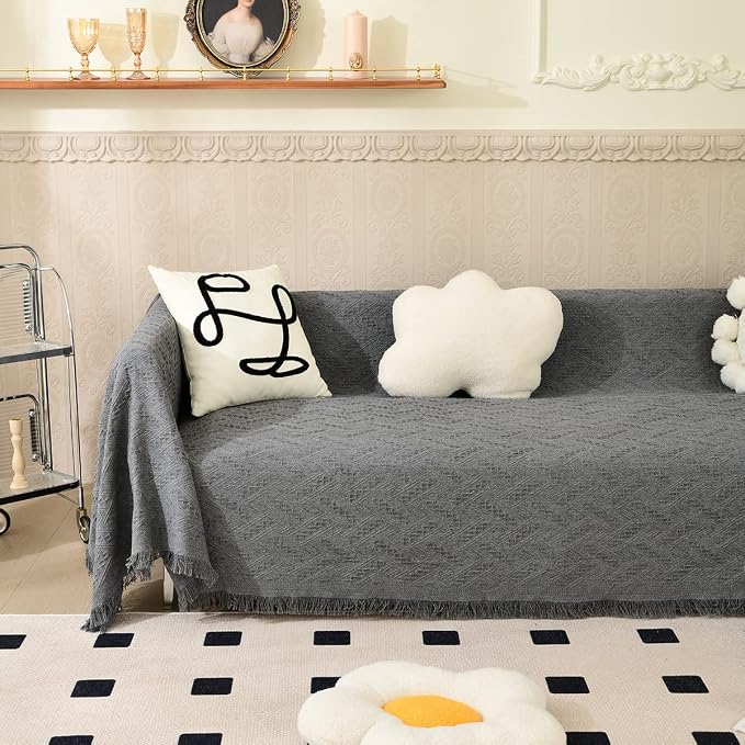 AIVIA Couch Cover Sheet Blanket, Oversized Couch Covers for 3-4 Cushion High Backed Backrest Sofa, Extra Large Furniture Decoration Covers Sofa Slipcovers, L Shape U-Shaped Sectional Protector - Image 3