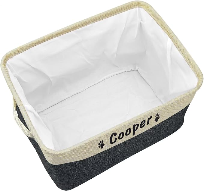 PET ARTIST Collapsible Dog Toy Storage Basket Bin with Personalized Pet's Name - Rectangular Storage Box Chest Organizer for Toys, Clothing & Accessories - Black - Image 8