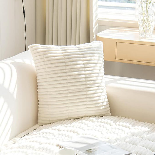 GKXLH Thick Sofa Throw Pillow Cover - 1PC Solid Pillowcase Soft Throw Pillow Case, Pillow Cover for Couch Sofa Home Decoration (White, Pillowcase 45x45 cm) | Soft Corduroy Sofa Cover, Corner Sofa Cover for Dogs, Sofa Cover Protection for Living Room Le... by GKXLH