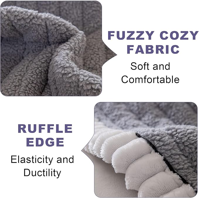 STACYPIK Light Gray Dogs Couch Cover, Thick Non Slip Sofa Cover for 3 Cushion Couch, Washable Fuzzy Pet Friendly Geometric Furniture Protector, Multi-use Dog Mat for Couches and Sofas-27.6x70.9IN - Image 3
