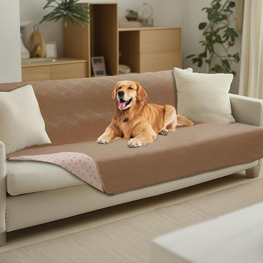 Luciphia Waterproof Couch Cover for Dogs, Non-Slip Pet Sofa Protector | Non-slip waterproof couch cover scratch-resistant machine washable protects sofa bed from spills fur, Light Brown, 52" x 82" by luciphia