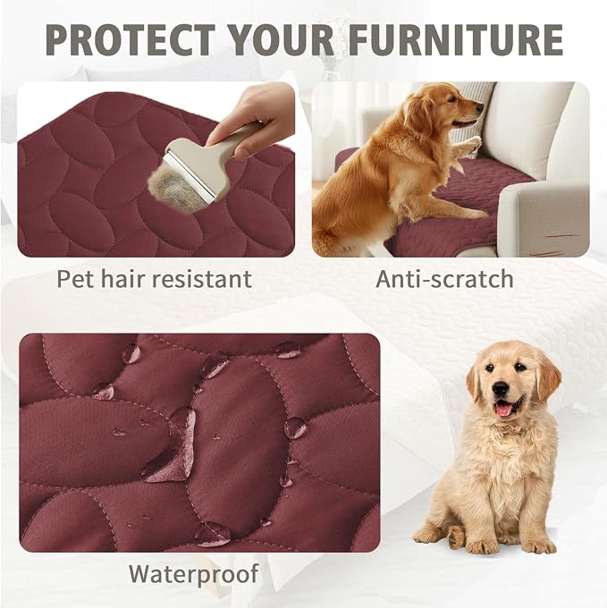 Ameritex Waterproof Pet Bed Cover Anti-Slip Dog Bed Blanket for Sofa and Furniture Waterproof New Pattern Design (Burgundy, 30x53 Inch (Pack of 1)) - Image 2