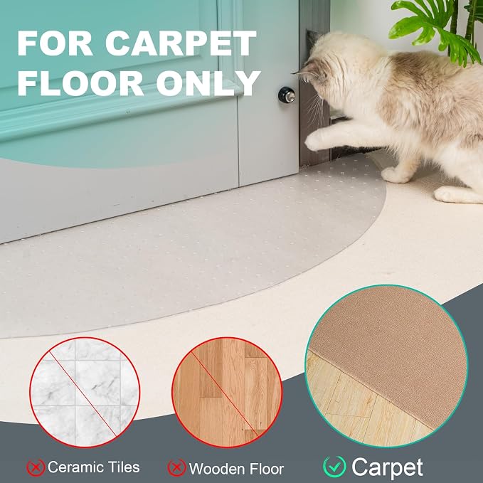 Uross Semi-Circular Carpet Protector for Pets 1PCS, Plastic Cat Carpet Protector for Doorway, Cat Scratch Protector Mat, Cat Ripping Up Under Door Carpet Scratch Stopper - Image 4