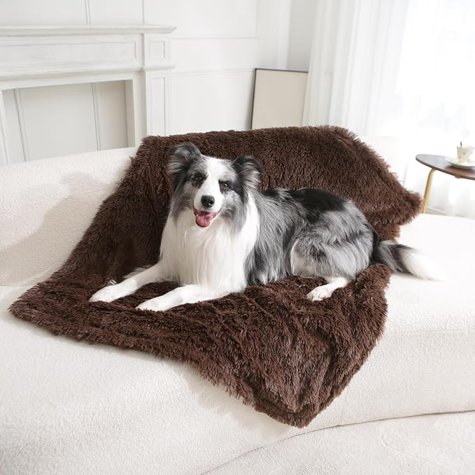 gogobunny Waterproof Dog Blanket for Couch & Furniture Protection - Super Soft Reversible Throw for Large Dogs & Cats, Calming Washable Fur & Sherpa Pet Blanket (60x80 Inch, Chocolate) - Image 4