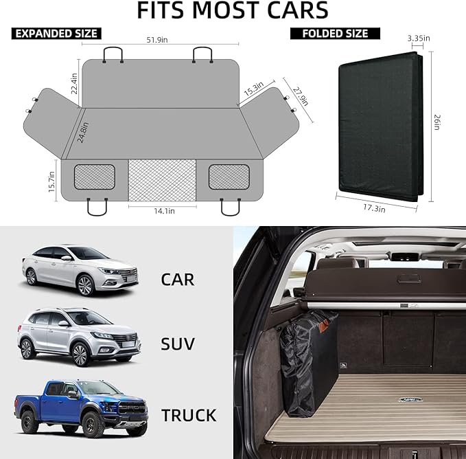 YJGF Hard Bottom Dog Car Seat Cover for Back Seat,Seat Extender for Dogs | Strong Support,More Rest Space,Waterproof, Scratch Resistant,Car Seat Protector,Dog Hammock for Car/SUV/Small Truck - Image 6