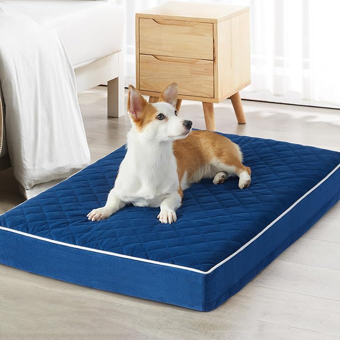 WNPETHOME Orthopedic Waterproof XL Dog Bed for Crate Cozy Sleep | Extra Large Washable Dogs Bed with Removable Cover, Multi-Needle Quilting Dogs XL Crate Bed for Relax , Blue 41x27 Inch by WNPETHOMEPETSHOME