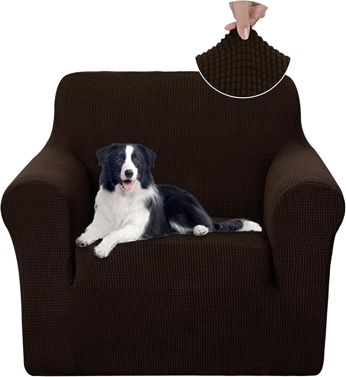 U-NICE HOME Stretch Recliner Chair Cover Armchair Slipcover, Chocolate | Furniture Protector, 1-Piece Chair cover, Washable, Pet friendly, Polyester Spandex Jacquard fabric by U-NICEHOME