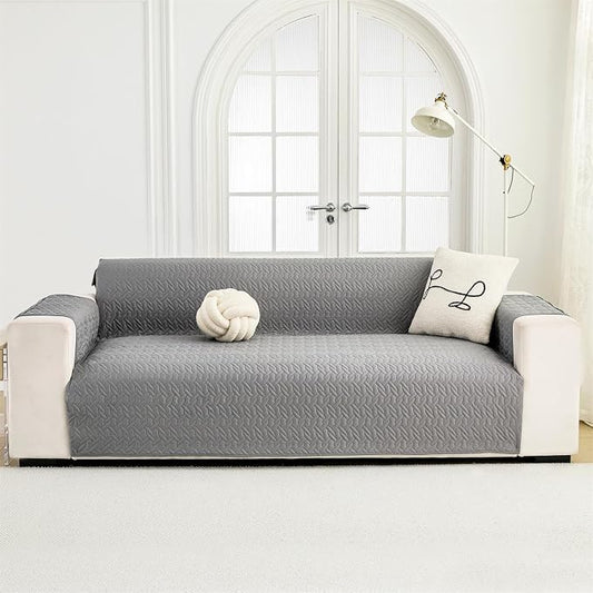 Cmfshape Skidproof Loveseat Cover-Geometrical Couch Slipcover with Elastic Straps-Easy Fit Slip Cover-Washable Furniture Protector for Pets and Kids(Loveseat46,Grey) by cmfshape-quiltset