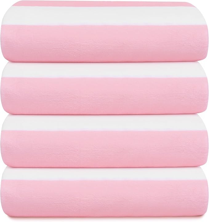 Touchat 4 Pack Beach Towels Oversized 30'' x 60'' Microfiber Pool Swim Bath Camping Travel Cabana Stripe Quick-Dry Super Absorbent Lightweight Sand Free Towel for Adults, Multi-Functional，Pink - Image 8