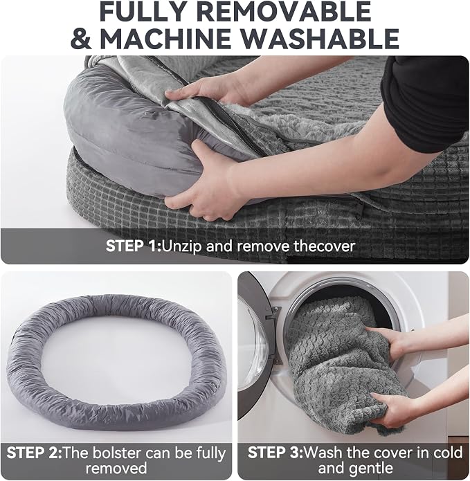 JOEJOY Orthopedic Dog Bed for Medium Dogs, Egg-Crate Memory Foam Pet Bed with Bolster Sides, Waterproof Lining, Removable Washable Cover & Non-Slip Bottom, Grey - Image 8