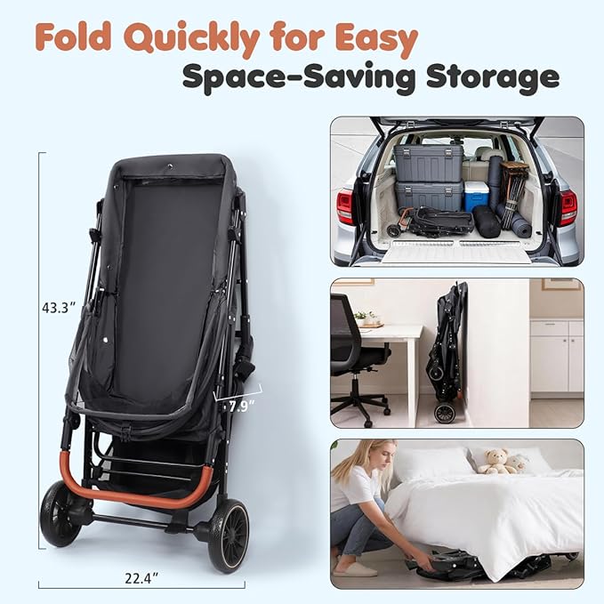 Dog Stroller for Large & Medium Dogs (20–132 lbs), Pet Stroller for 2 Small Dogs, Cat Strollers for 2 Cats, Extra Large Heavy Duty, Foldable & Fully Ventilated Design, Gray