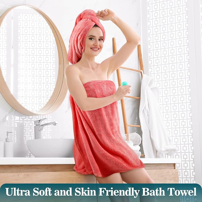 Mixweer 10 Pieces Bath Towel Set, Microfiber Coral Velvet Highly Absorbent Towels for Bathroom Body Shower Beach Travel, 28 x 55 Inches(Multicolor) - Image 5
