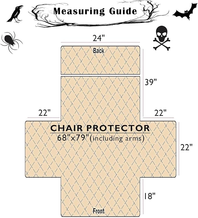 EVENHUG Halloween Sofa Cover for Festival Home Decorations Slipcover Furniture Protector Washable Couch Cover with Non Slip and Elastic Straps for Kids Pets Dogs (Recliner) - Image 3