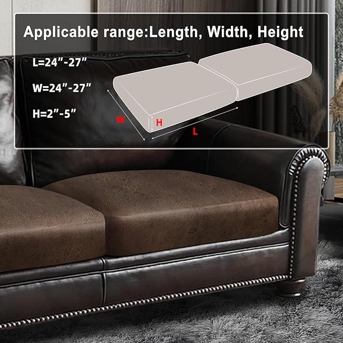 ANARACHON Leather Look Couch Cushion Covers Sofa Seat Slipcovers Sets Couches Furniture Protector for Sectional Armchair Loveseat Pets Kids Stretch Spandex Fabric (2 Cushion Loveseat, Brown) - Image 3