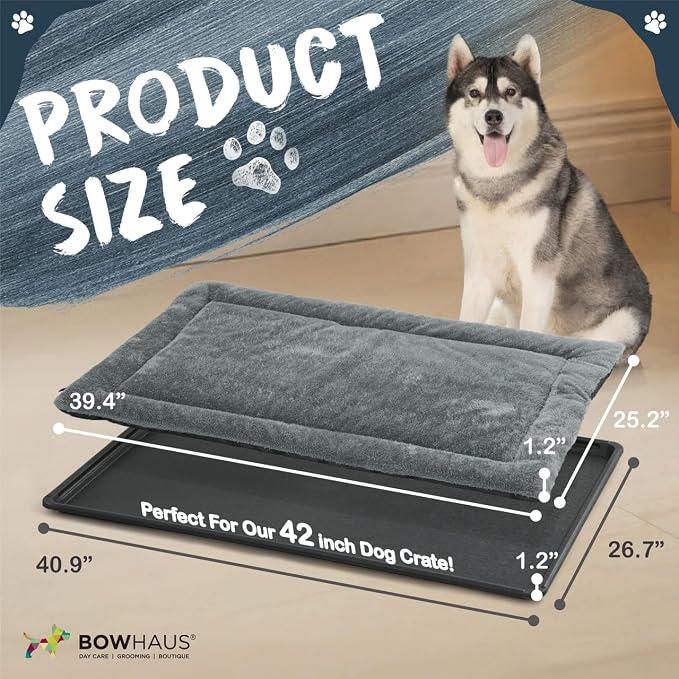 BOWHAUS Machine-Washable Dog Bed Pad & Tray for 42-Inch Kennel, Non-Slip Flat Cozy Sleeping Mat & Easy-Clean Plastic Replacement Crate Pan, Comfortable & Durable for Dogs, Rabbits, Cats, Various Pets - Image 2