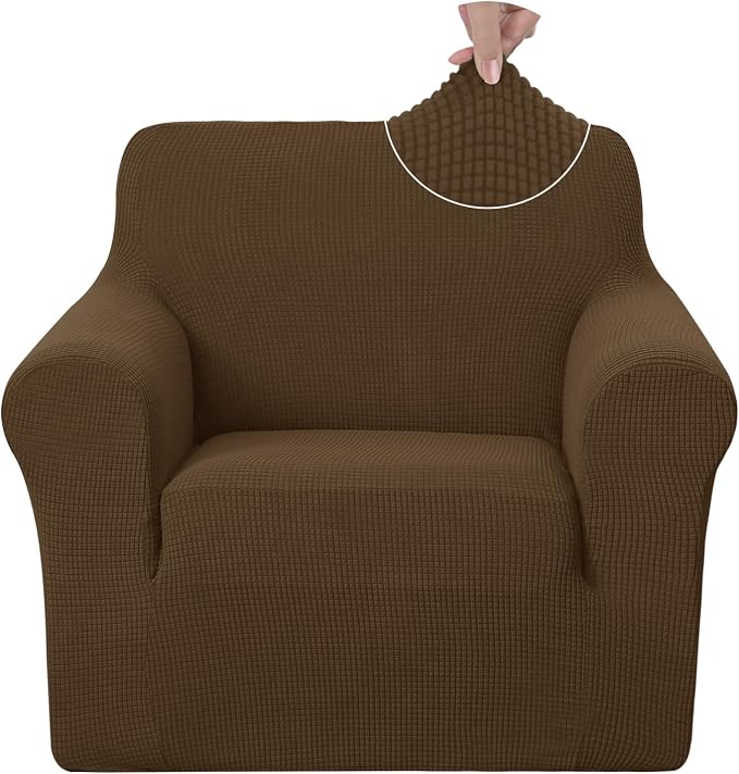 U-NICE HOME Stretch Recliner Chair Cover Armchair Slipcover, Brown | Furniture Protector, 1-Piece Chair cover, Washable, Pet friendly, Polyester Spandex Jacquard fabric by U-NICEHOME