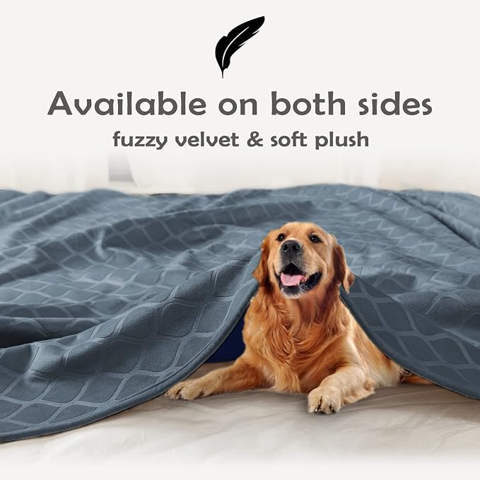 fuguitex Waterproof Dog Blanket Bed Cover Dog Crystal Velvet Moroccan Fuzzy Cozy Plush Pet Blanket Throw Blanket for Couch Sofa(68 * 82 inch, Blue+Navy) - Image 4