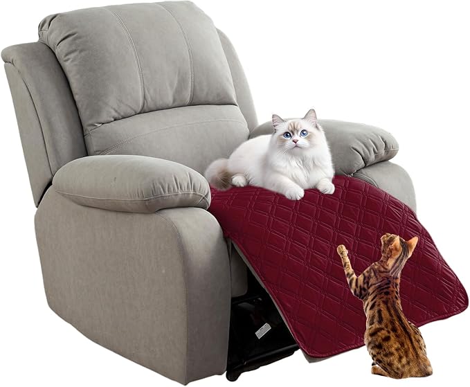 Genina Waterproof Recliner Chair Covers, Recliner Cover for Dog Pets Friendly, Washable Antislip Reclining Chair Cover Furniture Protector, Sofa Slipcover for Living Room(23.6inch/Burgundy) by Genina