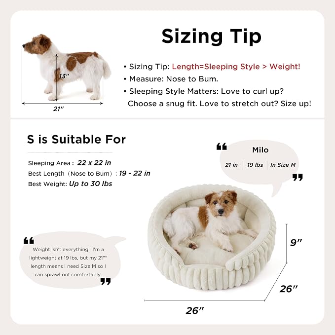 Bedsure ComfyFleece™ Washable Cute Small Medium Dog Bed,Round Pet Bed,26in | Cozy Donut Soft Fluffy Plush,Comfort Corduroy Cuddler Pet Beds,Luxury Aesthetic,Anti-Slip Bottom,Up to 30 Lbs,Warm Gray - Image 5