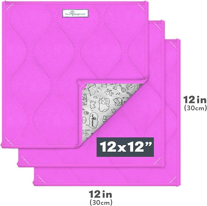 Paw Inspired Washable Fleece Guinea Pig Cage Liner Pads,12x12 Inch, Pink | Corner Mat, Pee Pad, Super Absorbent Bedding, Waterproof Bottom, Guinea Pigs, Ferrets, Rabbits, Hamsters, Small Animals - Image 2