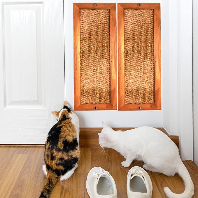 Cat Scratching Post - 2 PCS, Wooden Sisal Cats Wall Scratcher, Floor or Wall Mounted Vertical Cat Scratch Pad for Indoor Cats Adults or Kittens, Cat Wall Furniture Protector - Image 9