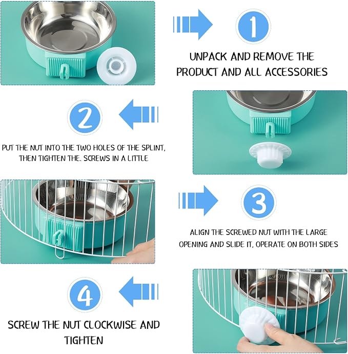 Mimorou 24 Pcs Crate Bowls Bulk Puppy Dog Bowls for Kennel Removable Stainless Steel Crate Water Bowl Kennel Hanging Food Feeders Coop Cup for Cat Puppy Rabbit Birds Ferret Guinea Pigs - Image 5