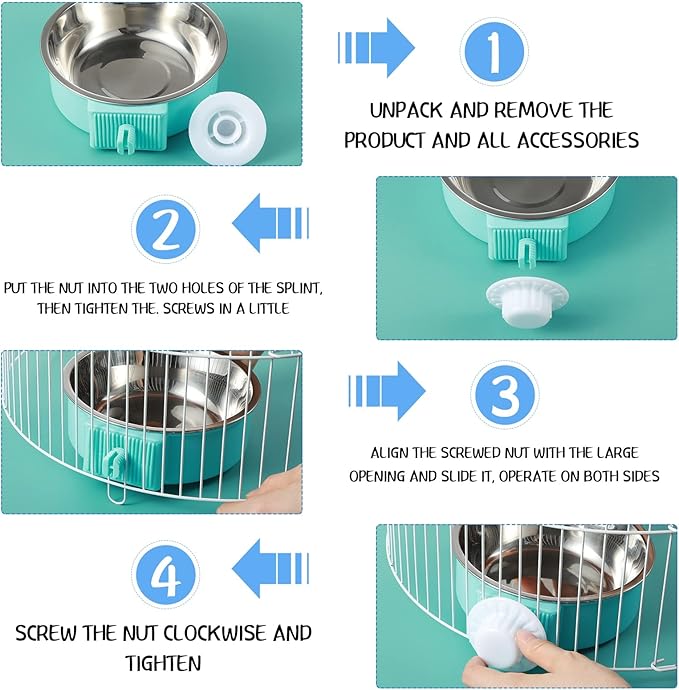 Mimorou 12 Pcs Crate Bowls Bulk Puppy Dog Bowls for Kennel Removable Stainless Steel Crate Water Bowl Kennel Hanging Food Feeders Coop Cup for Cat Puppy Rabbit Birds Ferret Guinea Pigs - Image 5