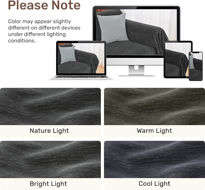 2 Pieces Sectional Couch Covers L Shaped Cover XXL Charcoal Gray | Thick Washable Fabric for L Shaped Sectional Sofa, Anti-Pet Hair, Stain & Wear Resistant, Easy Care & Installation - Image 8