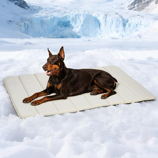 Dog Cooling Mat for Large Dogs – 47"x29" Orthopedic Memory Foam Pad for Summer, Hot Weather & Joint Relief | Washable, Non-Slip Crate Mat for Senior Dogs, Travel & Home(Dark Beige) by ZAKAPAWS