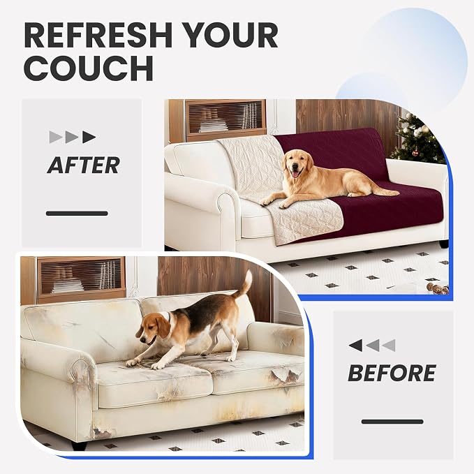 Waterproof Dog Bed Cover, Non-Slip Dog Blanket for Couch, Couch Covers for Dogs Washable, Pet Blanket for Furniture, Pet Bed Mat for Sofa, Car, Pet Supplies Christmas (68x82 Inch, Burgundy) - Image 7