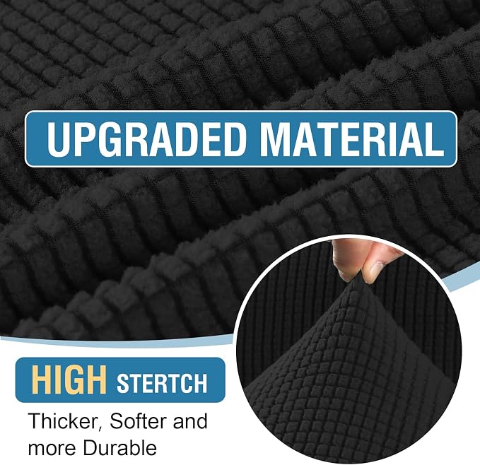 H.VERSAILTEX 2025 New Sectional Couch Covers 6 Pieces Stretch Sofa Covers for Sectional Sofa Set Separate L Shaped Couch Cover for Both Left/Right Couch (Seat and Back: 1 Chaise + 2 Sofa, Black) - Image 4