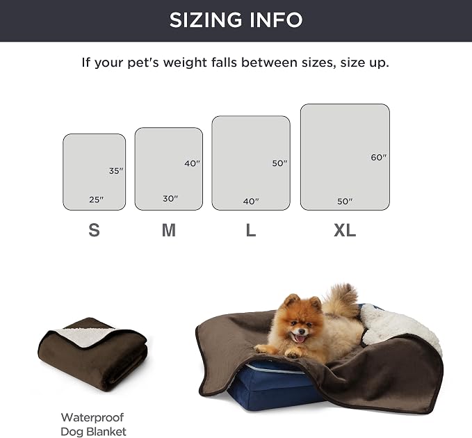 Bedsure Waterproof Dog Blankets for Large Dogs Sherpa Fleece Throw, 40X50 | Washable Soft Plush Pet Cat Blanket for Couch Cover, Reversible Cozy Calming Sofa Protector Warm for Senior Dogs,Brown - Image 5
