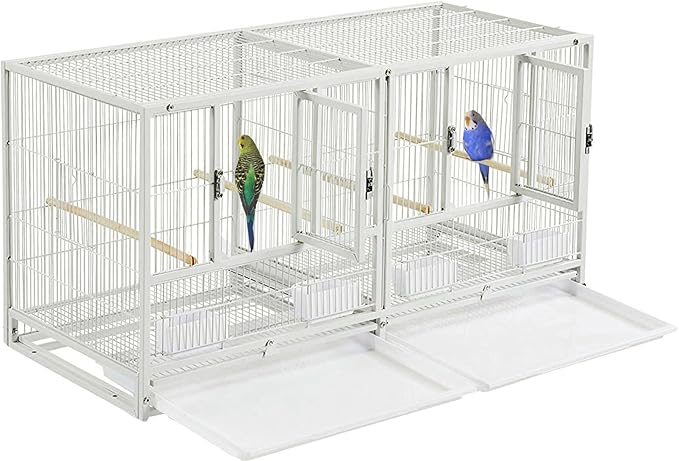 Combo Single Stacker Sturdy Wrought Iron Breeding Center Divided Breeder Bird Flight Double Metal Cage with Side Breeding Nest Box Doors by Mcage