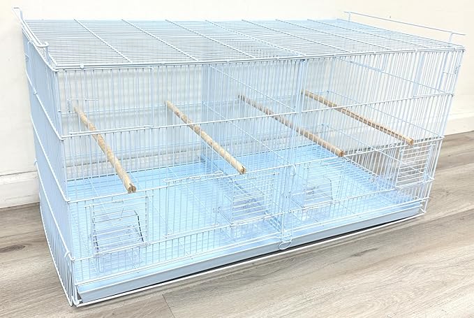 Extra Large 36" x 18" x 19"H Lot of Two Breeder Bird Flight Cage Side Breeding Nest Box Door Center Divider with Removable Rolling Stand - Image 5