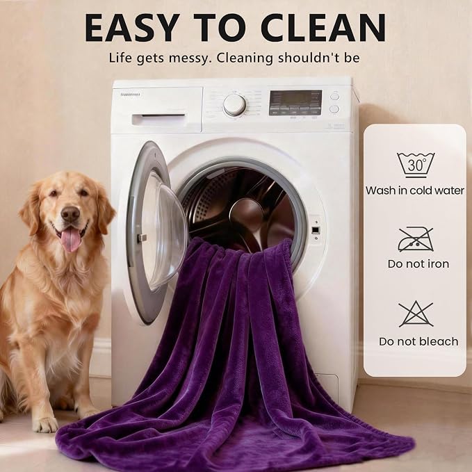 gogobunny Waterproof Blanket for Dogs and Cats, Reversible Flannel Double-Sided Furniture Protector for Couch Sofa Bed Against Spills & Pet Fur (60" x 80", Dark Purple/Light Purple) - Image 6