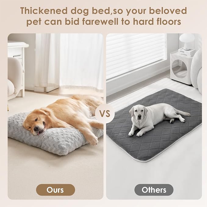 EHEYCIGA Washable Dog Bed for Crate 36x27 Inch, Anti-Slip L Plus Kennel Pad for Dogs Up to 55 lbs, Plush and Comfy Pet Sleeping Mat, Grey - Image 5