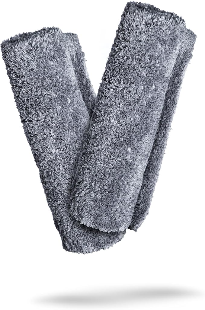 Adam's Borderless Grey Microfiber Towel (2pk) - Premium Ultra Soft Car Detailng Towel Cloths, 480gsm - Safe for Car Wash, Home Cleaning & Pet Drying Cloths (16 Inch x 16 Inch) by AdamsPolishes