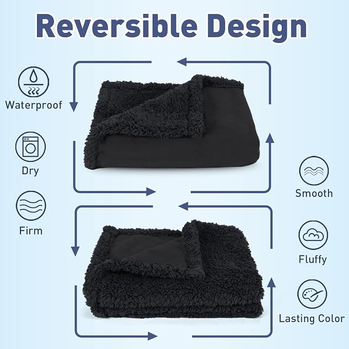 Catalonia Waterproof Blanket for Bed, Reversible Leakproof Throw | 50 x 60 Inch, Black, Washable Protector Cover for Couch and Sofa, Stain Proof Blanket for Pets, Kids and Everyday Spills - Image 6