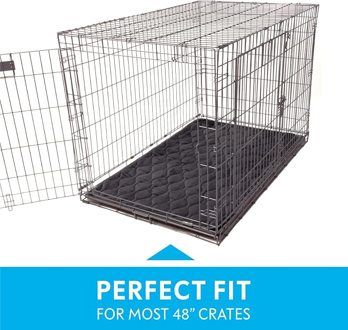 Paw Inspired Washable Padded Crate Mats for Dogs, Gray, 47x29 Inch | Fits 48-inch Kennels, Leakproof, Waterproof Bottom, Plush Dog Pad, Pet Bed - Image 3