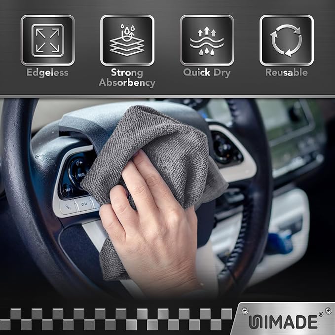 UNIMADE Microfiber Cleaning Cloth, 400 Pack Microfiber Towels for Cars | Commercial Grade Work Rags Bulk Detailing Cloth for Automotive Bar Mechanic Garage Housekeeping, 11.5"x 11.5", Grey - Image 7