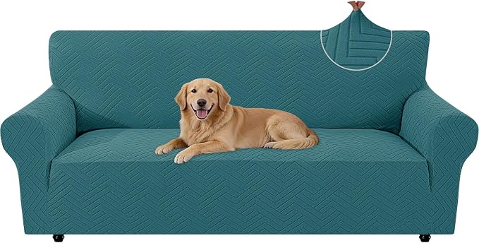 Stretch Sofa Cover Non-Slip Washable Furniture Protector | Stretch, 71"-91".Soft, Non Skid Foam, Elastic Bottom, Machine Washable, for Kids & Pets, Couch & Sofa, Dark Green by YSTELLAA