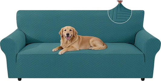 Stretch Sofa Cover Non-Slip Washable Furniture Protector | Stretch, 71"-91".Soft, Non Skid Foam, Elastic Bottom, Machine Washable, for Kids & Pets, Couch & Sofa, Dark Green by YSTELLAA