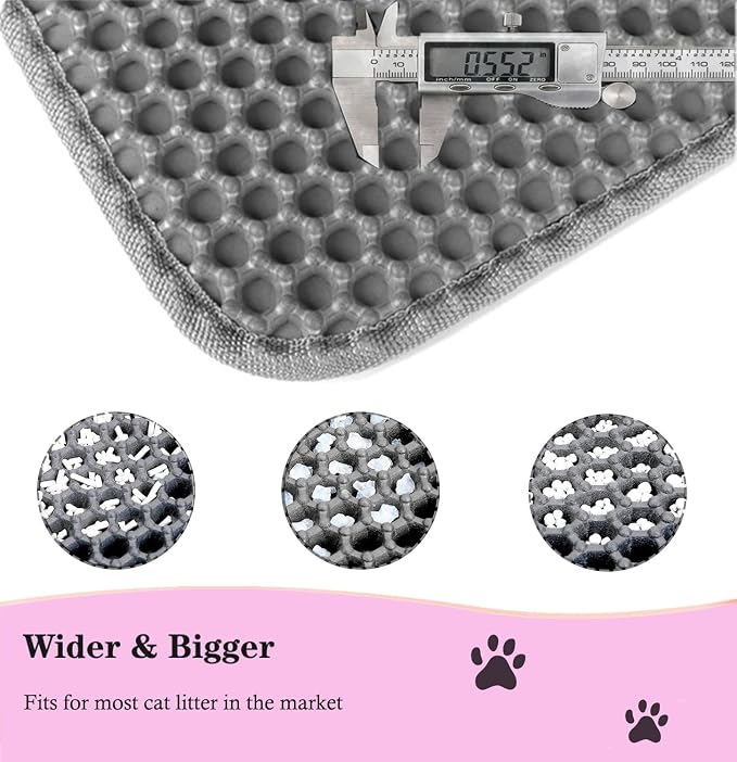 Large Cat Litter Mat - 30"x 24" Double Layer Honeycomb Kitty Litter Mat,Waterproof and Urine-Proof,Easy to Clean with Handles,Ideal Litter Trapping Mat for Cats - Image 3