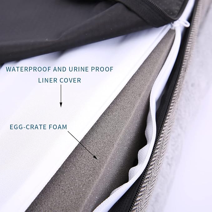 WINDRACING Orthopedic Dog Bed for Large Dogs, Bolster Sides Dogs Sofa Bed with Removable Washable Cover & Non-Skid Bottom, Soft Pet Bed with Egg Foam Dog Couch for Sleeping, 40 x 28 Inch, Gray - Image 2